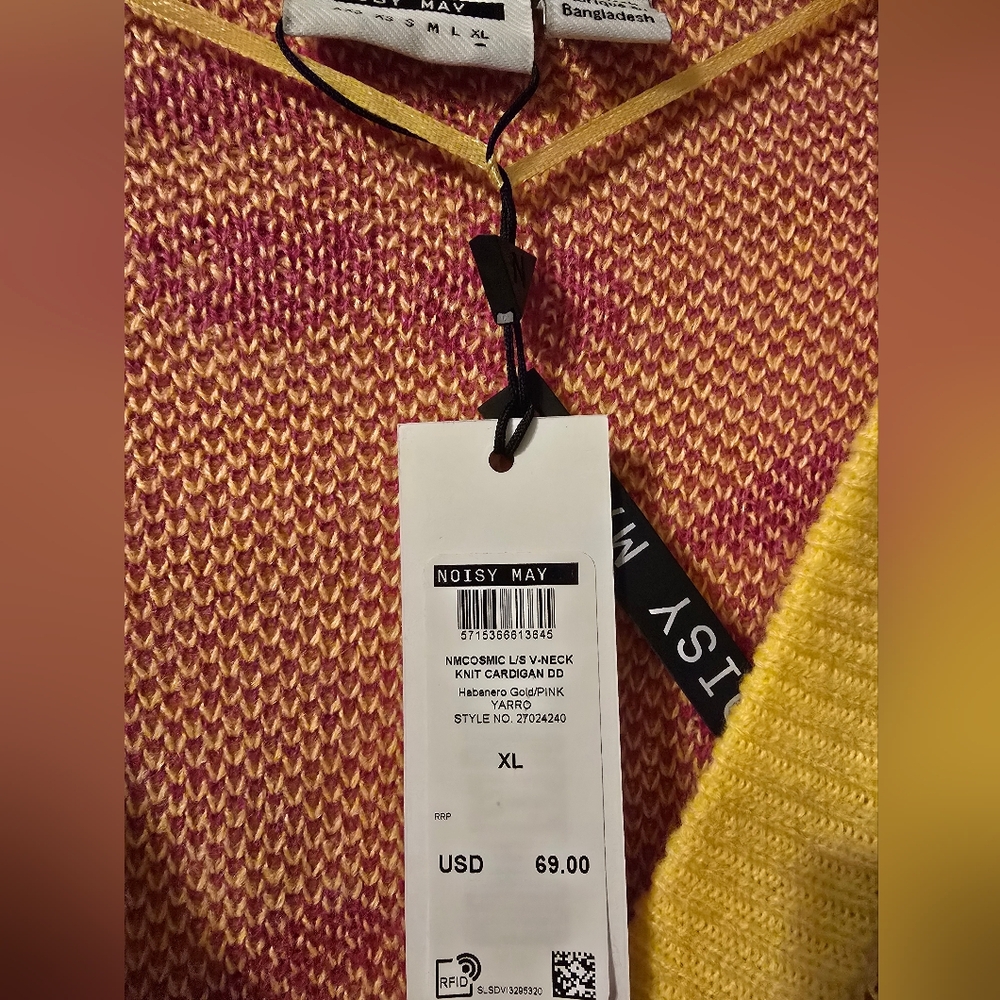 NWT $69 Noisy May Cosmic Cherry V-neck Cardigan Size XL - Picture 6 of 7